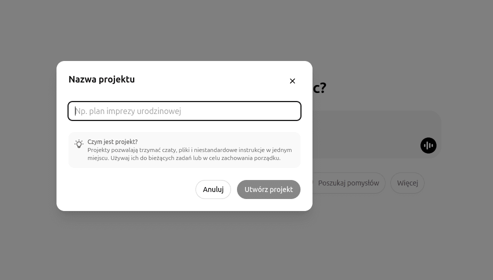 Nowe: Projects w ChatGPT – wreszcie uporządkujesz czaty