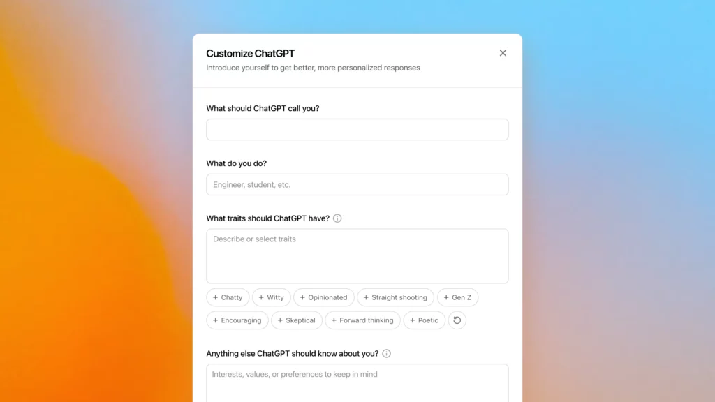 Uaktualnione opcje personalizacji w ChatGPT